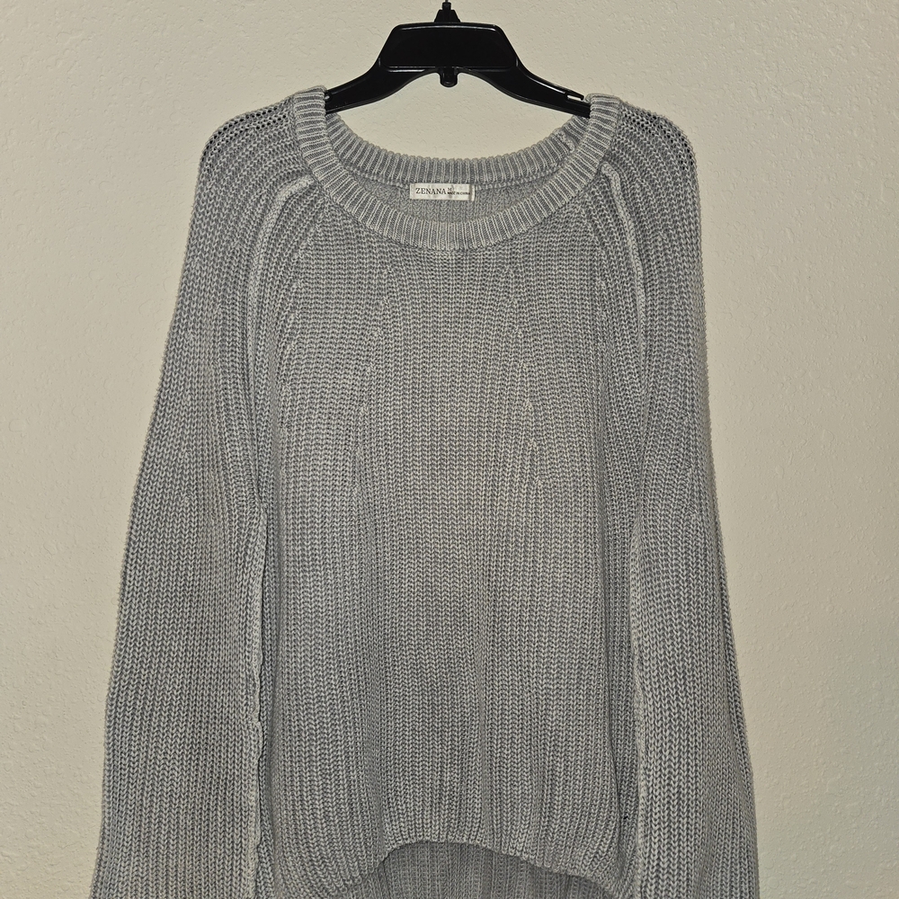 Zenana 100% Cotton Oversized Gray Sweater